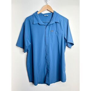 Columbia Shirt Mens Size Large Blue Button‎ Front Short Sleeve